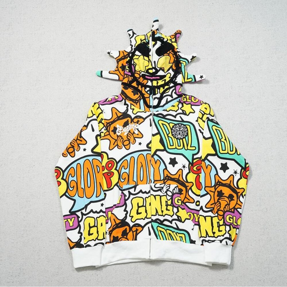 Glo Gang Zip Up Hoodie White